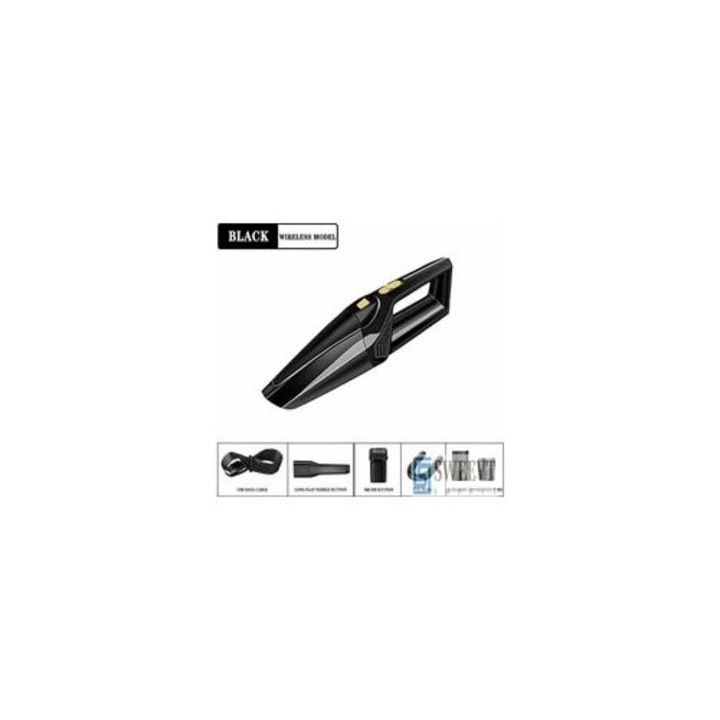 Hordozható vezeték nélküli porszívó 120W, 2200mAh, mosható szűrő, fekete
