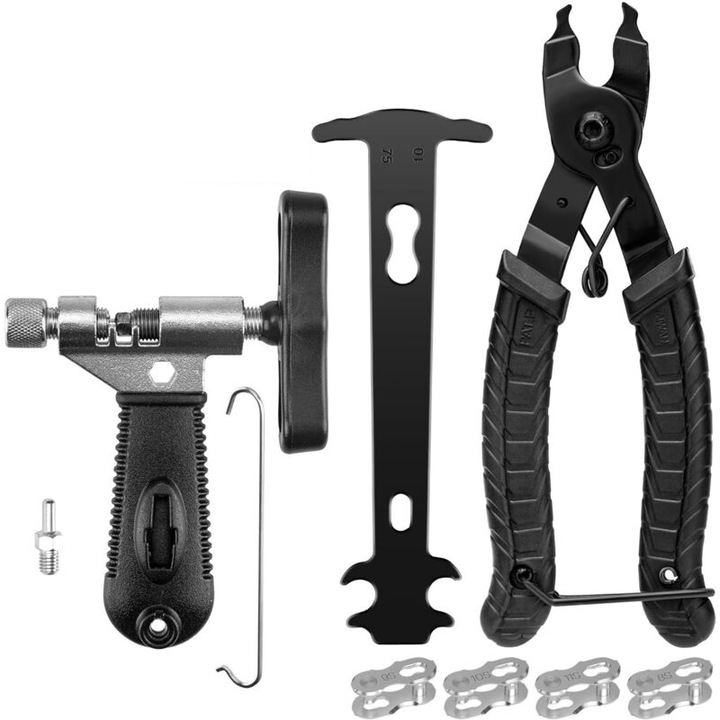 Unealta lant bicicleta, 4 in 1, otel antirugina, negru, universal 6-11 viteze