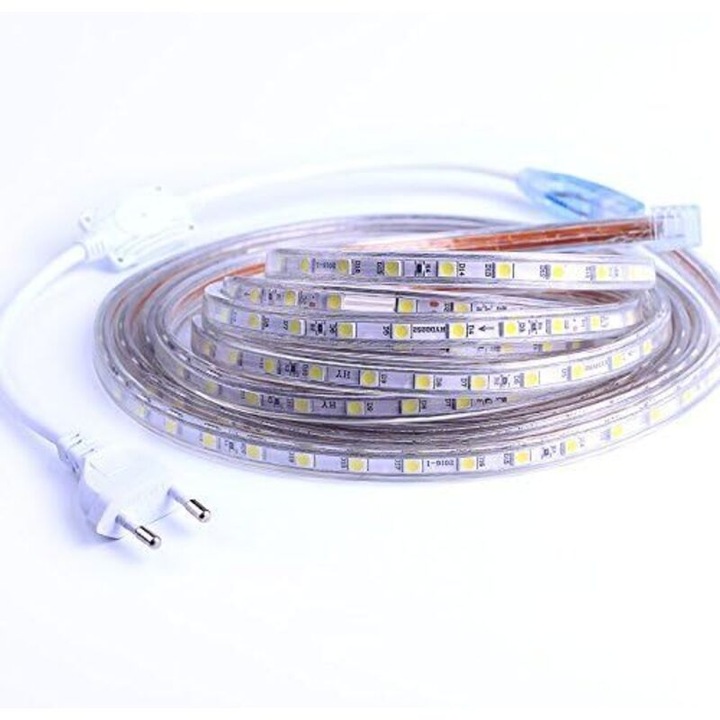 Banda LED 2m 60 LED/m alb cald flexibila rezistenta la apa dimabila 220-240V