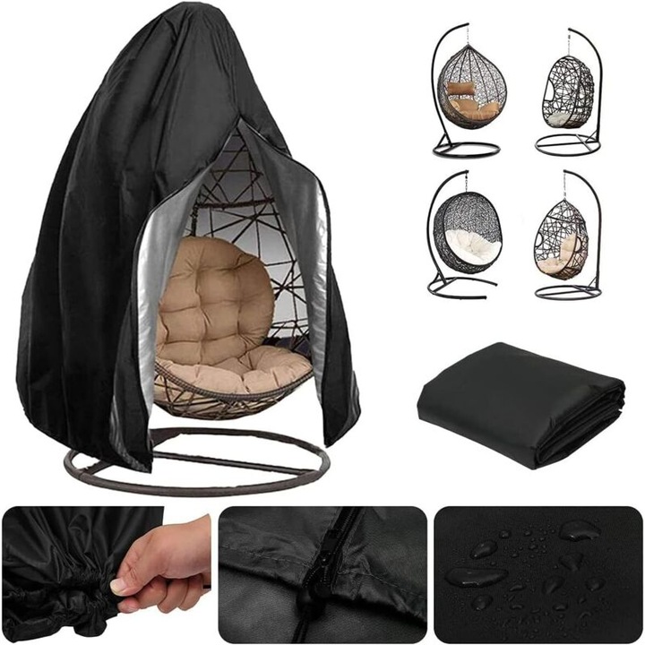 Husa pentru scaun suspendat, Oxford 210D, impermeabila, negru, 115x190cm