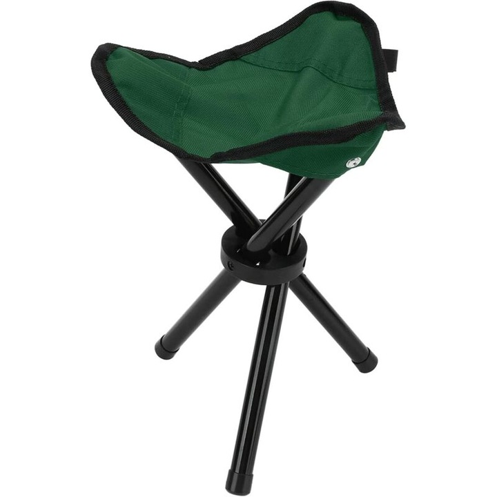 Scaun pliant camping, tripod, verde, 28x20x20cm