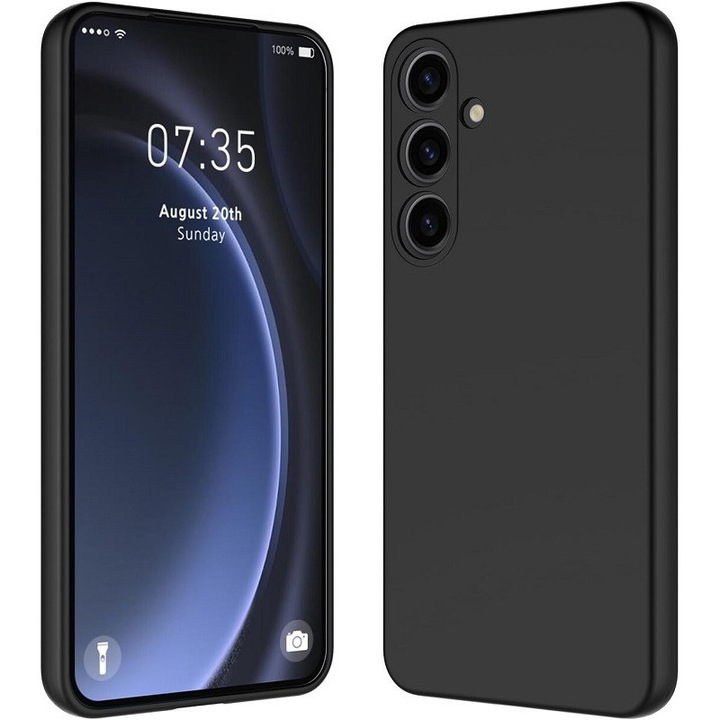 Husa pentru Samsung Galaxy A56 OEMG® Silicon case, protectie militara, interior din microfibra-negru
