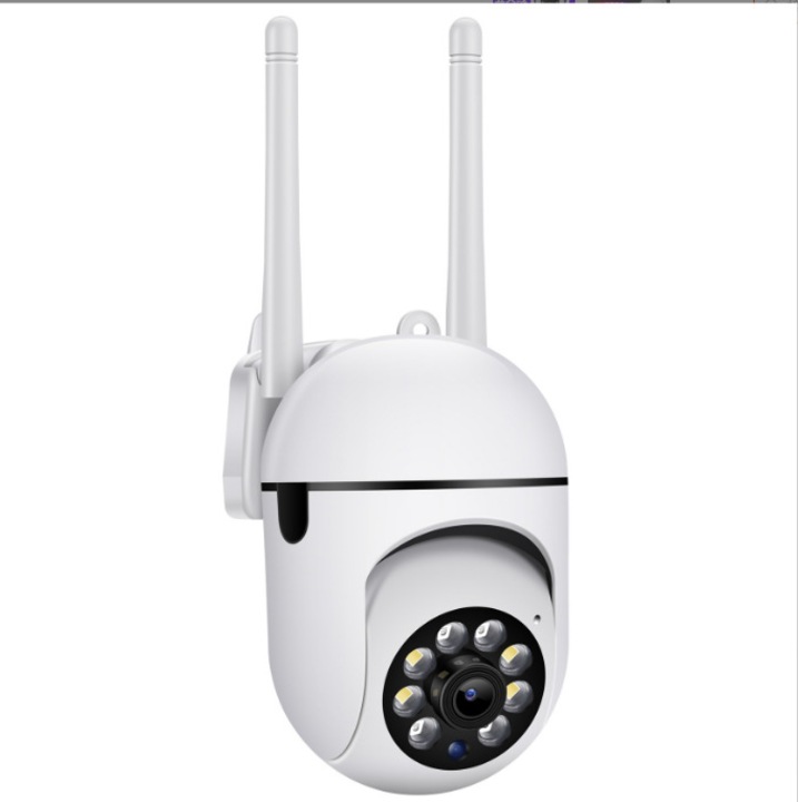 PTZ WiFi външна камера за наблюдение 2MP, 360° водоустойчива безжична IP камера, цветно нощно виждане, двупосочно аудио, незабавна аларма (1бр, бяла)