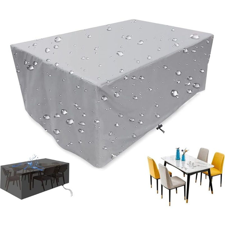 Husa pentru mobilier de gradina, husa de protectie pentru masa si scaune, prelata de exterior din material Oxford 210D impermeabila, rezistenta la UV, intemperii, vant si ploaie, husa pentru mobilier de terasa si gradina - 120 × 60 × 90 cm