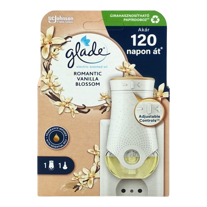 Odorizant camera aparat electric & Rezerva Glade Romantic Vanilla, 20 ml
