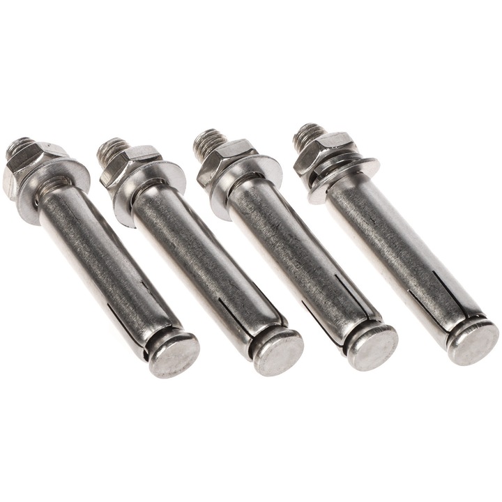 Set 4 ancore cu surub M10x80mm, otel zincat, pentru beton si caramida