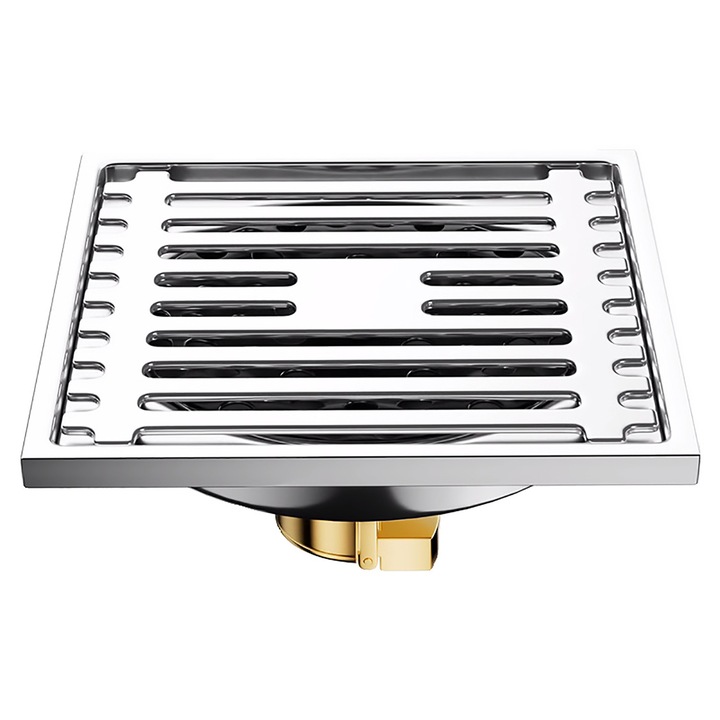 Sifon de pardoseala BOMSTOM 100x100mm inox argintiu rezistent usor de curatat