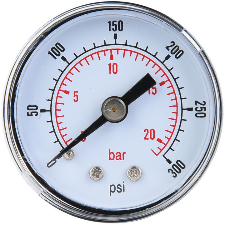 Manometru presiune mecanic pentru aer, ulei si apa 1/8 BSPT, metalic, 0-300 psi 0-20 bar