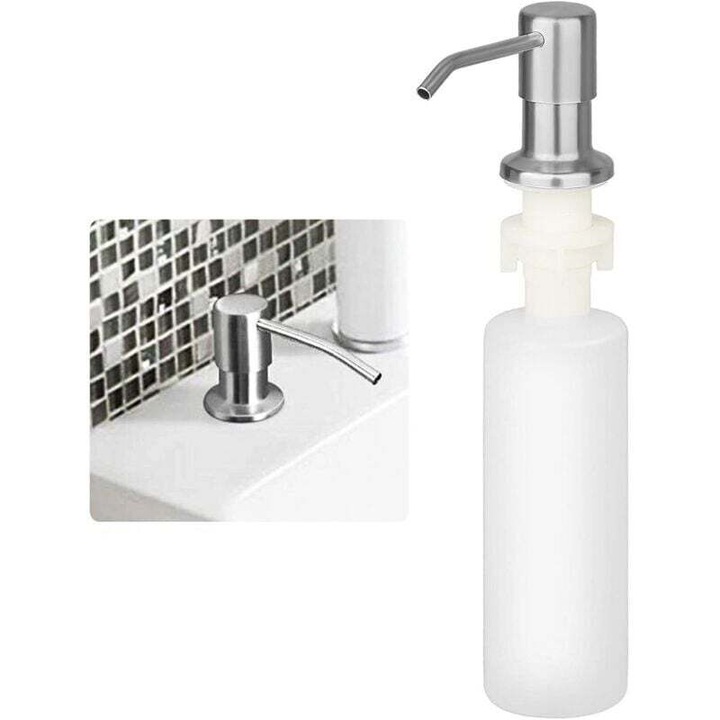 Dozator sapun lichid 300ml, rotativ 360°, inox, 5.8x27cm