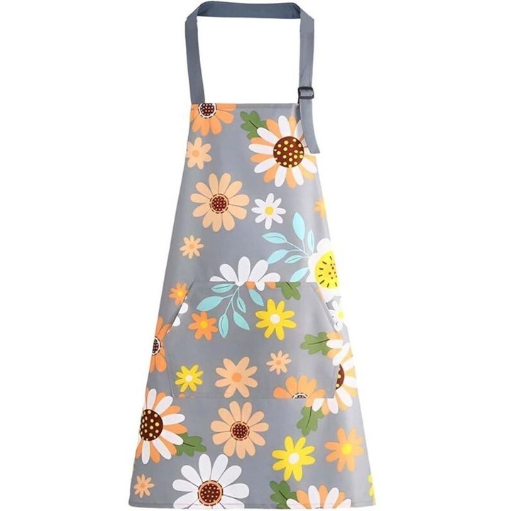 Sort bucatarie impermeabil floral cu buzunar ajustabil 71x67cm