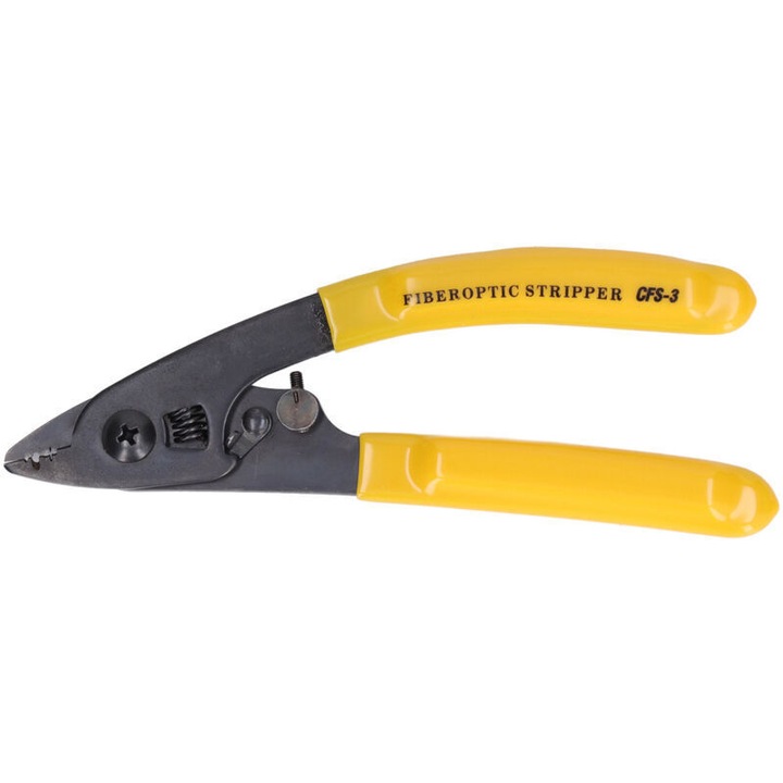 Cleste dezizolator fibra optica 3 porturi, otel carbon, maner PVC, 0.9-3mm