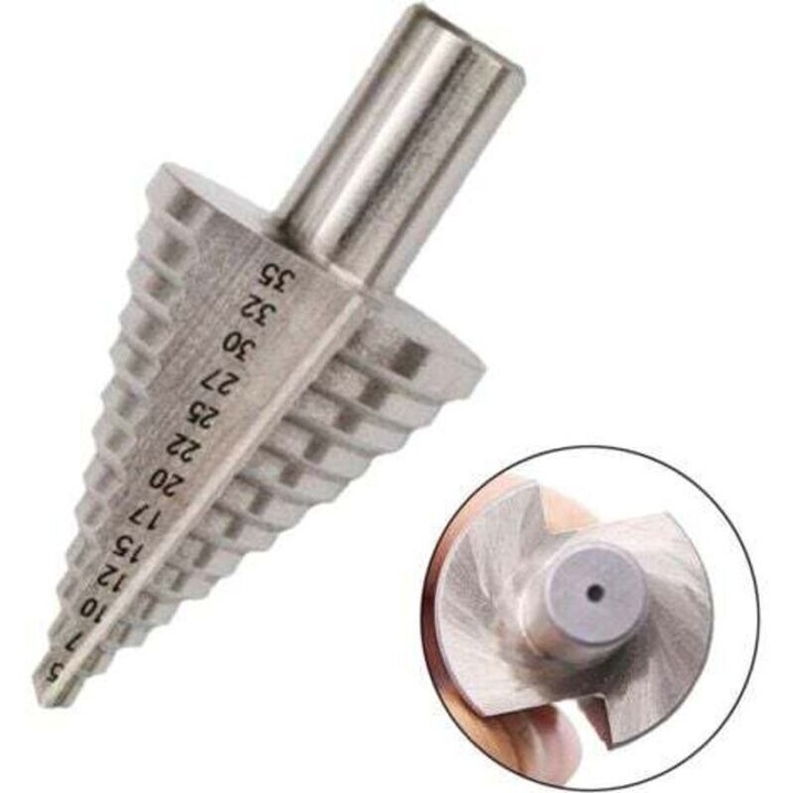 Burghiu treptat HSS 5-35mm, 13 trepte, titan, 72x12.7mm
