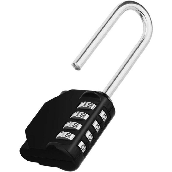 Lacat cu cifru 4 cifre, otel rezistent, zinc, exterior, 20x5cm