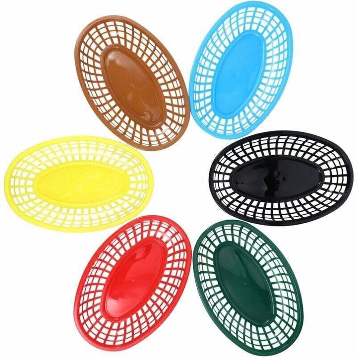 Set 6 cosuri servire oval plastic, 24x15.5x4.5cm, transparent