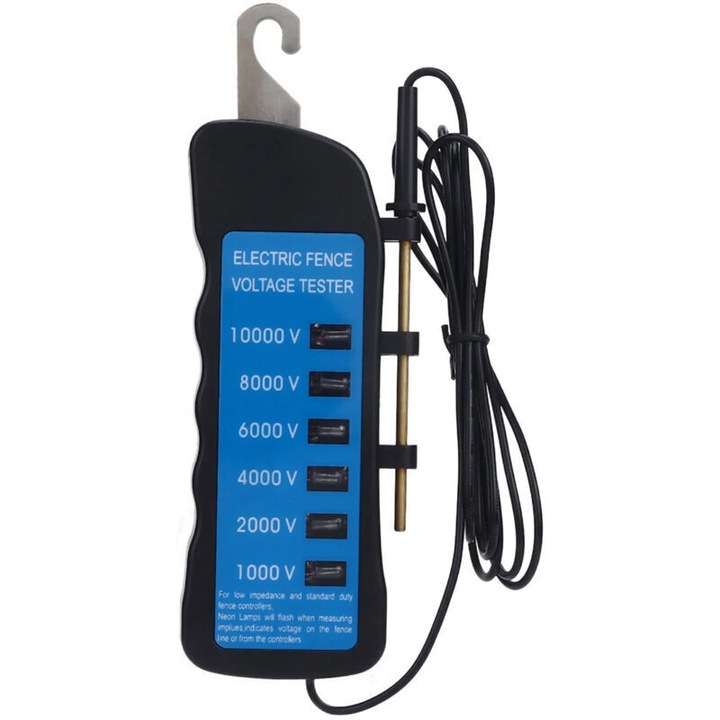 Tester gard electric 1000-10000V cu 6 LED-uri, rezistent la apa, dimensiuni standard