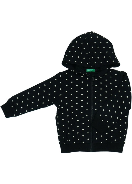 Benetton, Kapucnis pulover lanyoknak, Fekete, Fekete