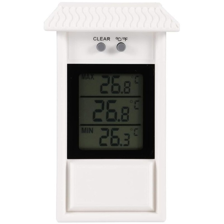 Termometru digital pentru sera, rezistent la apa, afisaj LCD, 20x10cm, alb