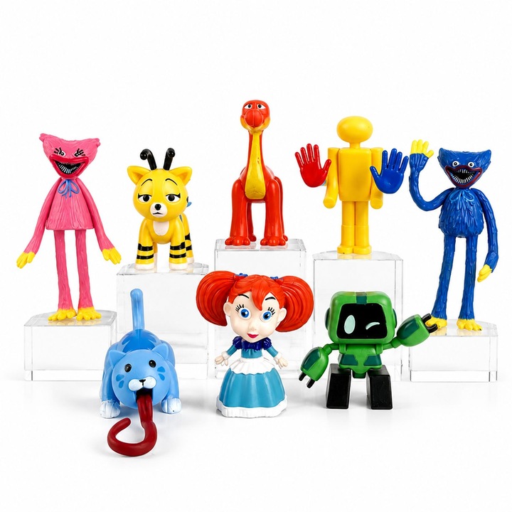 10 darab Poppy Playtime figura tortadíszítéshez és gyűjteményhez, 5-10 cm méretű dekoratív játékok, Ideális ajándék rajongóknak és gyerekeknek, Többszínű