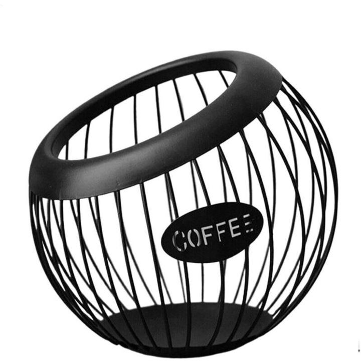 Suport capsule cafea, capacitate mare, negru, 20x18cm, fier