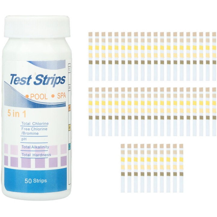 Test benzi apa 5 in 1, 50 bucati, 29g, pentru testare calitate apa