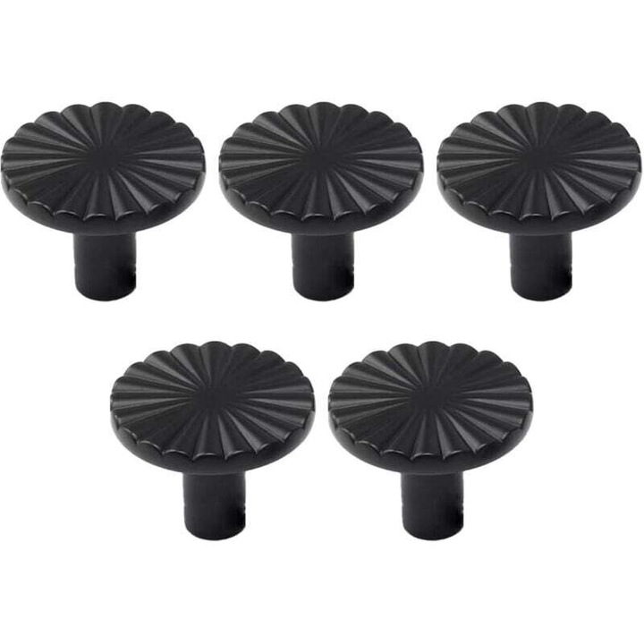 Комплект от 5 черни месингови кръгли дръжки, 8x3см