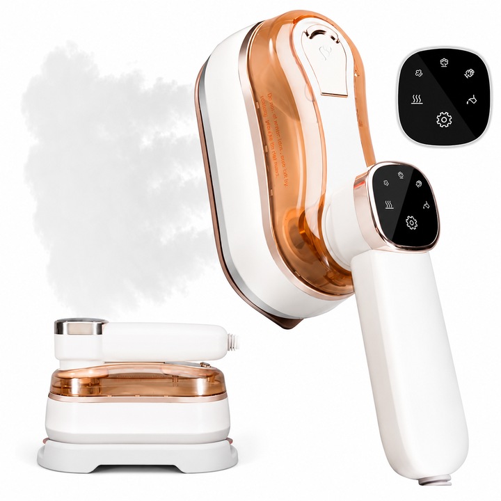 Aparat de Calcat Vertical cu Abur Weston SteamPro, Putere 1200W, Jet de Abur de Inalta Presiune, Incalzire Rapida 20s, Rezervor 140ml, Talpa Metalica, Protectie Supraincalzire, Design Ergonomic, Portabil, Pliabil, Bej