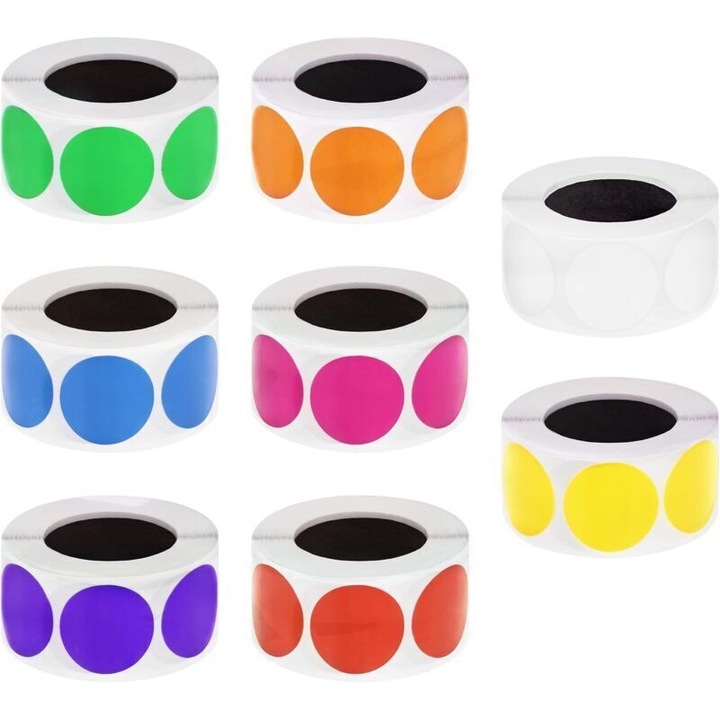 4000 db-os kerek, többszínű címkekészlet, 8 tekercs, 55x27mm, öntapadós papír