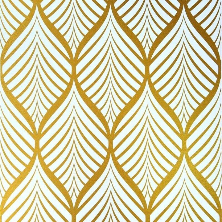 Geometriai öntapadós tapéta, sárga-fehér, 44.5x600cm, vízálló