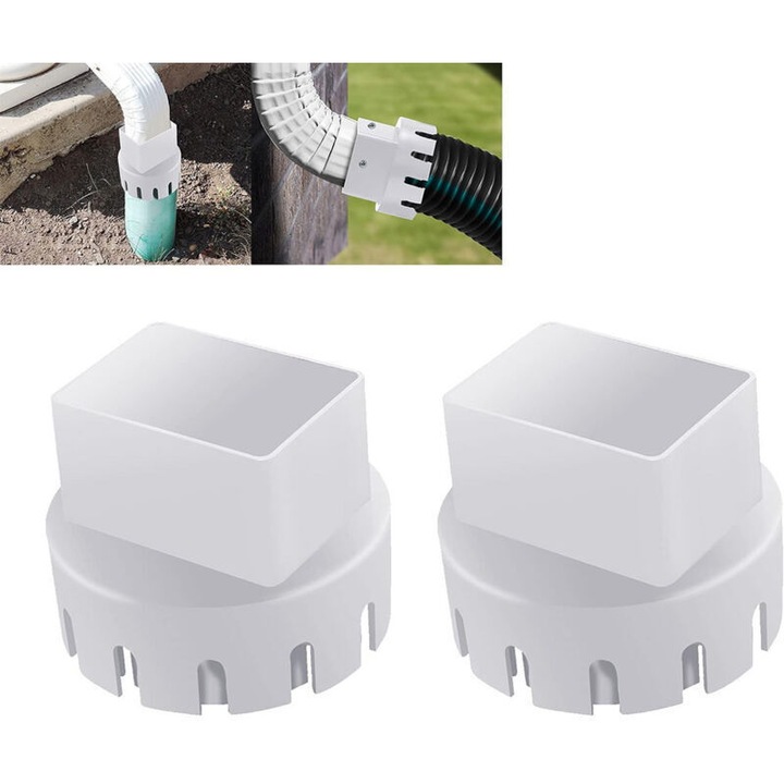 2 db univerzális ereszcsatorna adapter készlet, fehér, 6.6x9.4cm