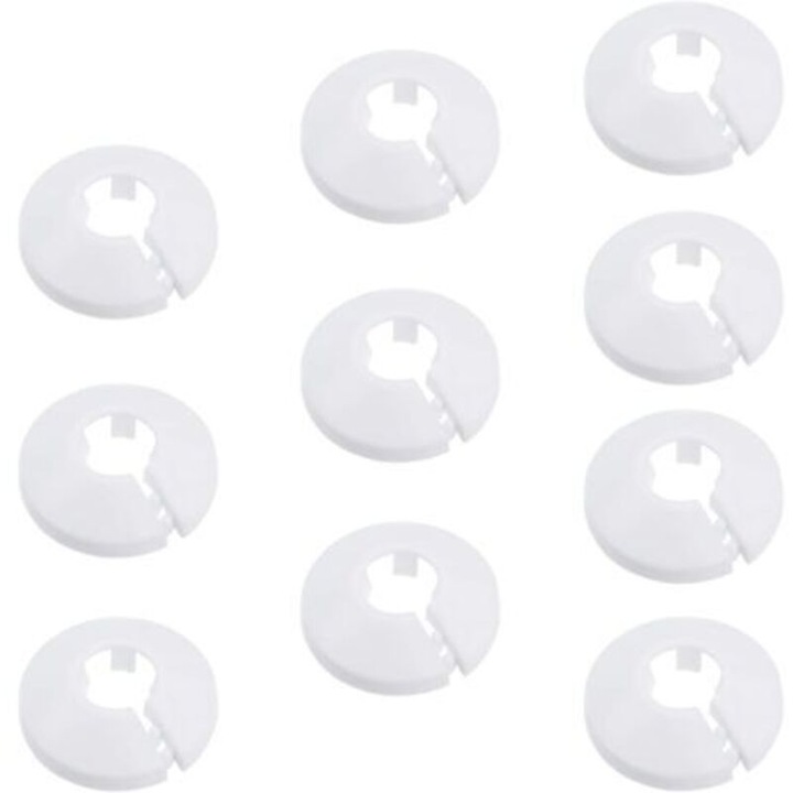 Set 10 capace conducte calorifer plastic alb 4.6x1.7cm pentru 14-16mm tevi