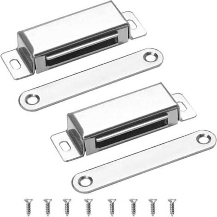 Sistem magnetic pentru usi dulap, otel inoxidabil 304, rezistent, capacitate 40 kg, placuta subtire