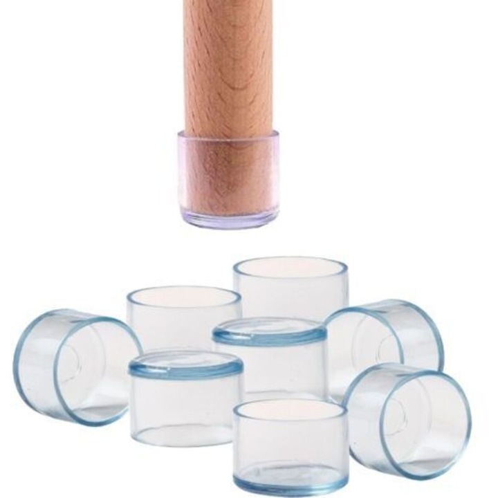 Capace din silicon pentru picioare scaune si mobilier set 16 buc transparent 20mm