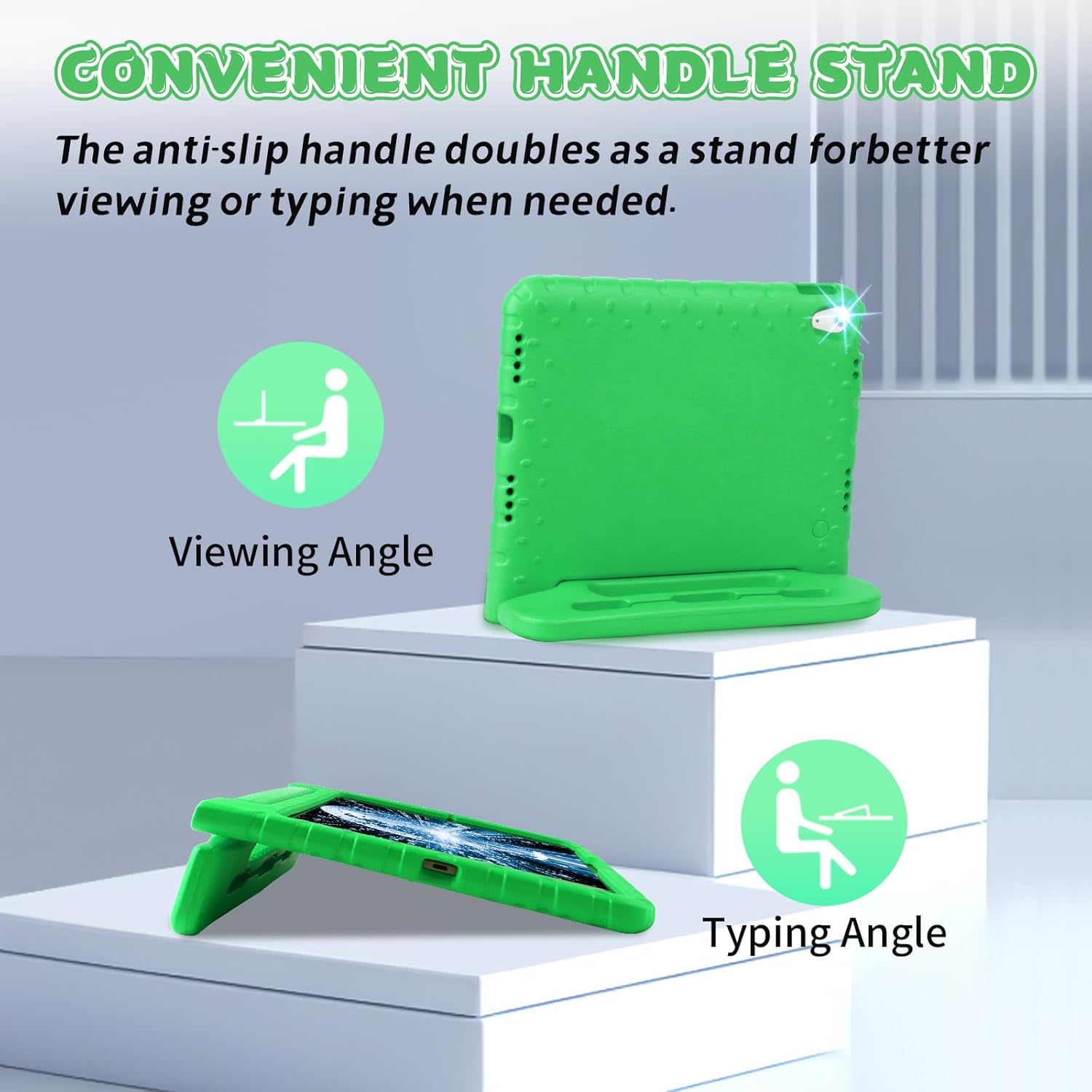 Husa pentru iPad 11 A16/10 generatii cu suport pentru creion si maner, protectie superioara, rezistenta la copii, husa EVA draguta pentru iPad 11"/10.9" 2025/2022 - Verde