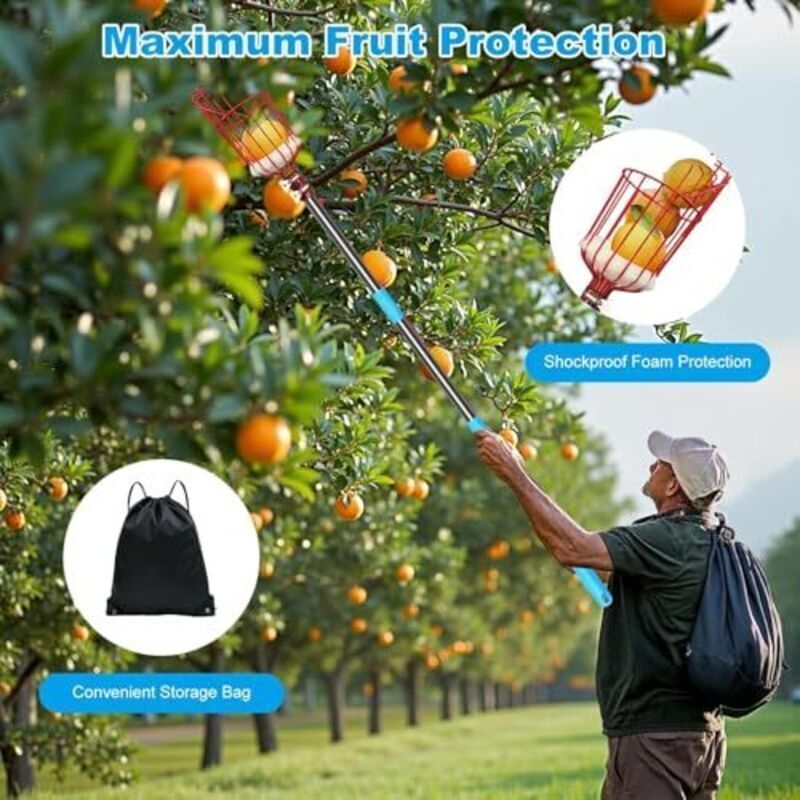 Cos Fructe Inox Cos cules fructe telescopic 1-4m inox usor 16cm diametru - eMAG.ro