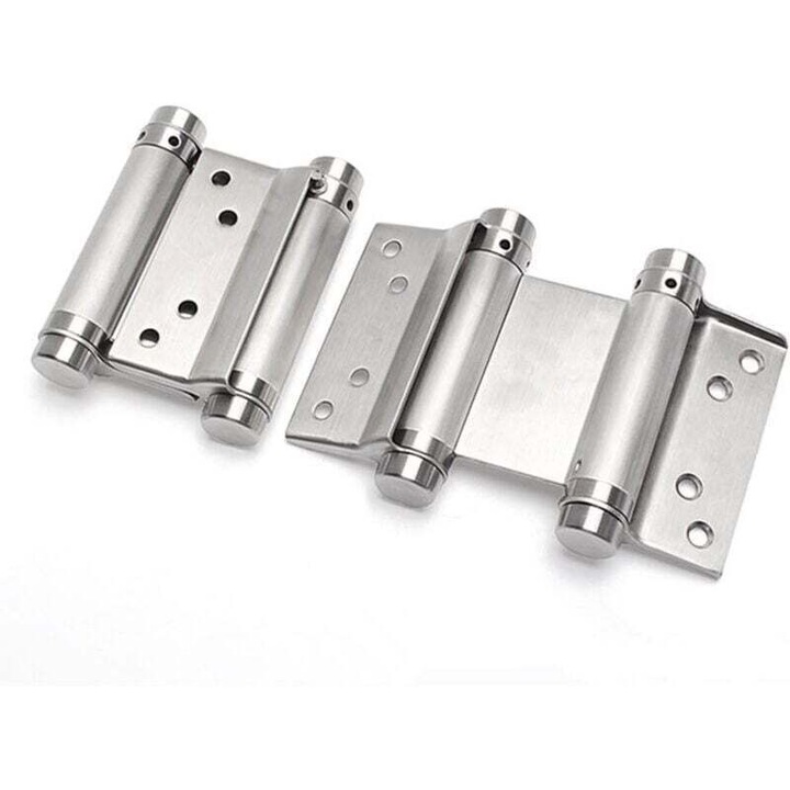 Dupla rugós zsanér 75mm rozsdamentes acél, önzáró, állítható, 25x43mm, 2 db-os készlet
