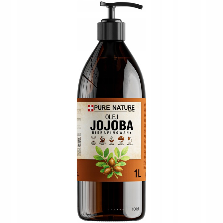 Jojobaolaj, Chosa, Pure Nature, 1 L, Természetes, Hidegen Sajtolt, Test Hidratálás, Haj- és Fejbőrápolás
