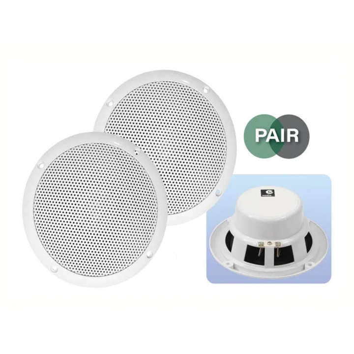 Boxe tavan rotunde set, dual cone, rezistente la umezeala, alb, 55x130x130cm