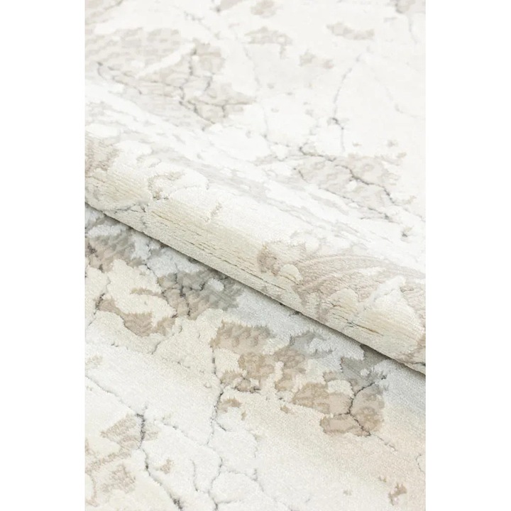 Covor living Crem/Crem 53279A, 50 x 80 cm, fir 9mm, material suport iuta, material polipropilena si poliester