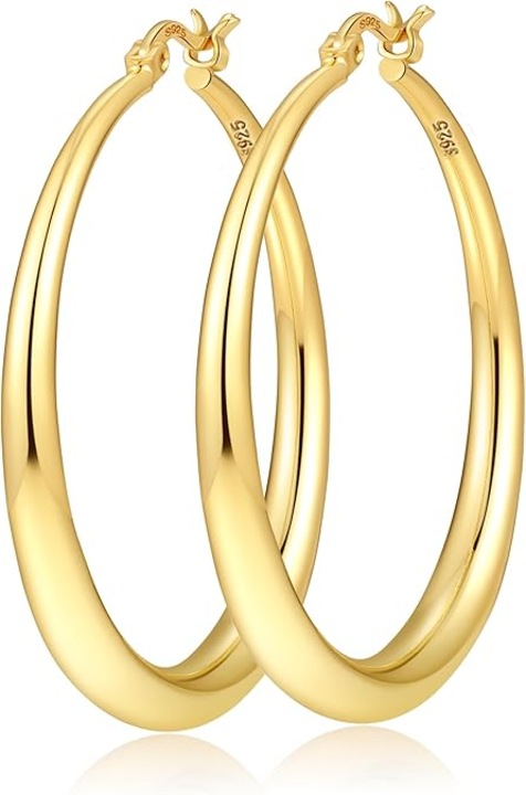 Cercei hoop aur 14K, tubulari, mari, 50x5mm, aur galben
