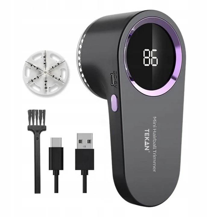 Aparat de scamat pentru haine, tapiterie, pulover, canapea, puternic, acumulator USB-C, doua lame