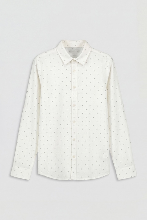 LC WAIKIKI, Camasa din bumbac cu model, Alb fildes/Gri