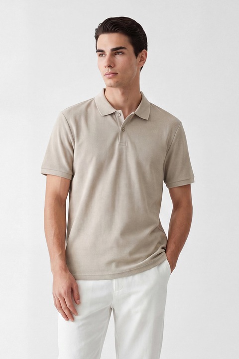 LC WAIKIKI, Tricou polo cu model uni, Grej