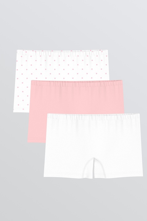 LC WAIKIKI, Set de boxeri cu buline - 3 perechi, Alb, Roz, 110-116 CM