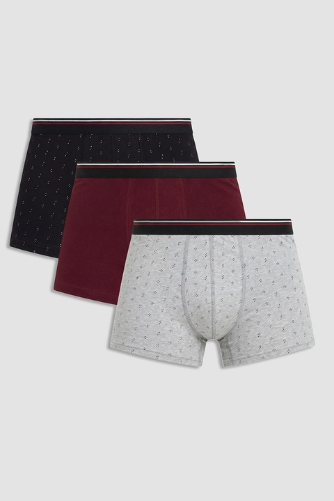LC WAIKIKI, Set de pantaloni scurti cu imprimeu - 3 piese, Visiniu/Negru/Gri deschis melange