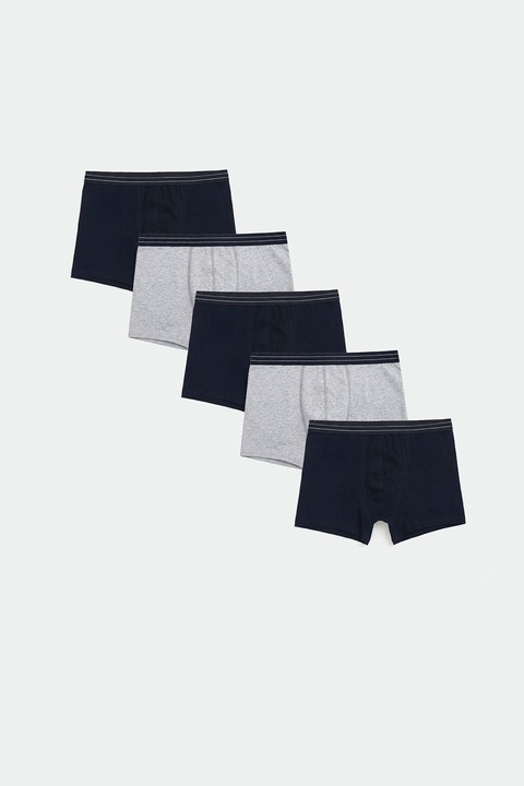 LC WAIKIKI, Set de boxeri din amestec bumbac - 5 perechi, Albastru ultramarin/Gri deschis melange