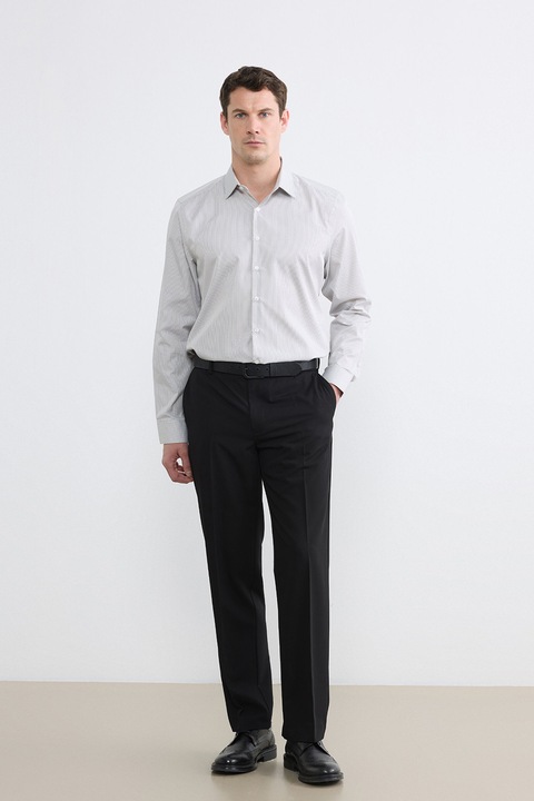 LC WAIKIKI, Camasa slim fit in carouri, Gri deschis