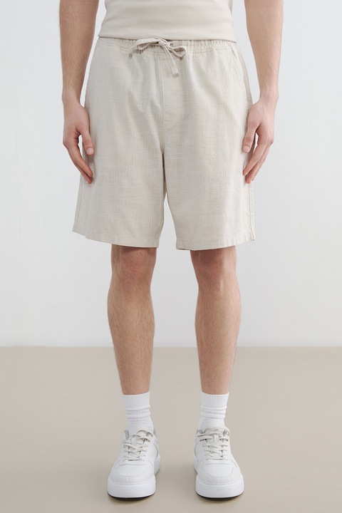 LC WAIKIKI, Pantaloni scurti de bumbac cu snururi, Alb murdar