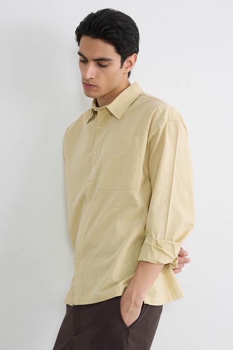 LC WAIKIKI, Camasa de bumbac cu maneci lungi, Maro camel