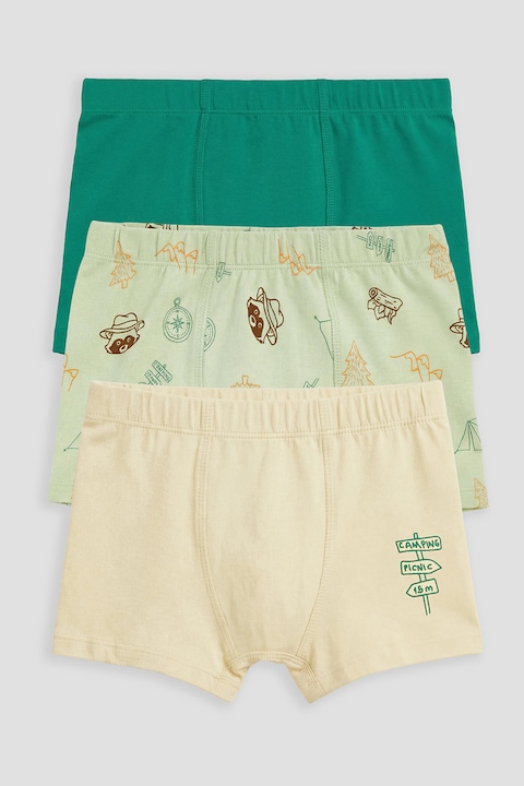 LC WAIKIKI, Set de boxeri cu imprimeu - 3 perechi, Verde aquamarin/Crem/Verde fistic