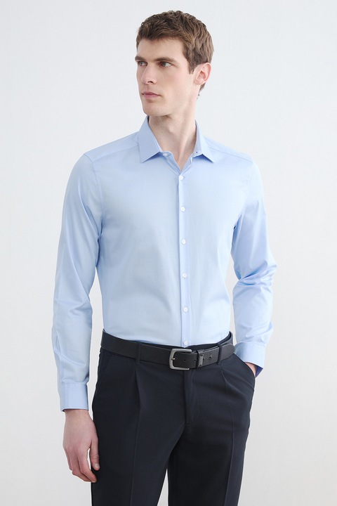 LC WAIKIKI, Camasa slim fit de bumbac, Albastru azur, XL